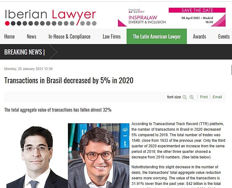 Transactions in Brasil decreased by 5% in 2020